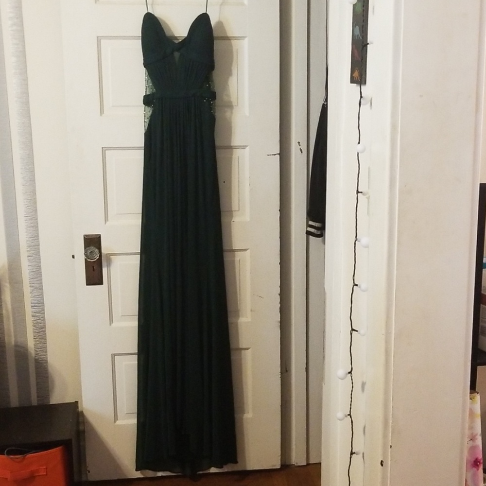 Emerald La Femme Backless Evening Gown